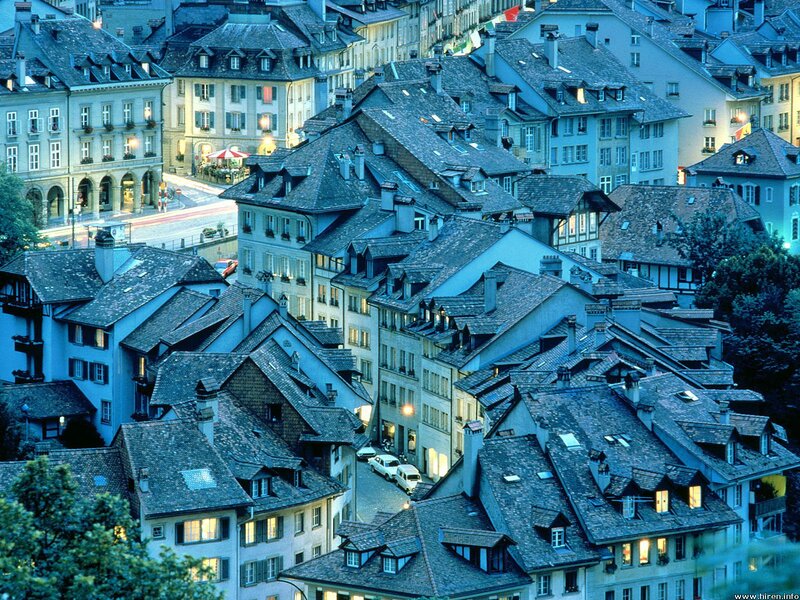 Rooftops of Old Town — Blue, Calm