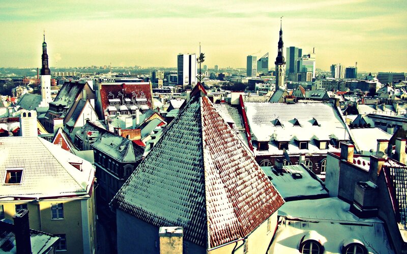 Rooftops of Tallinn in winter