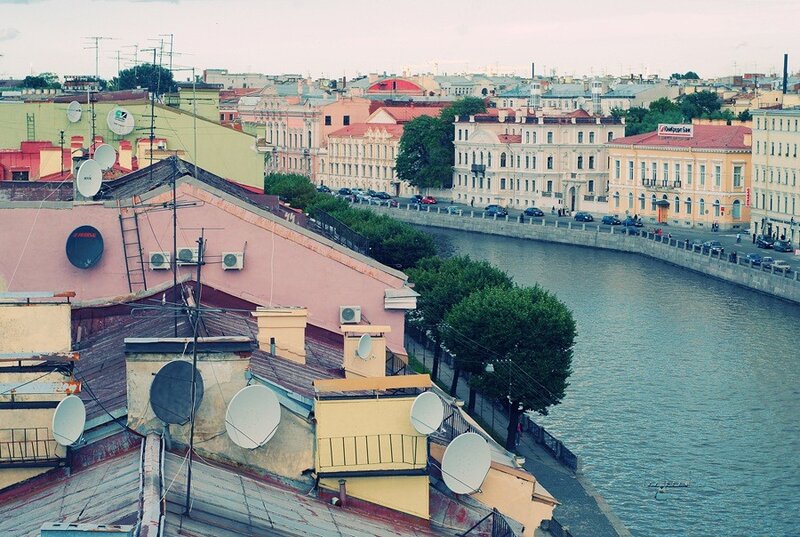 rooftops overlooking a river
