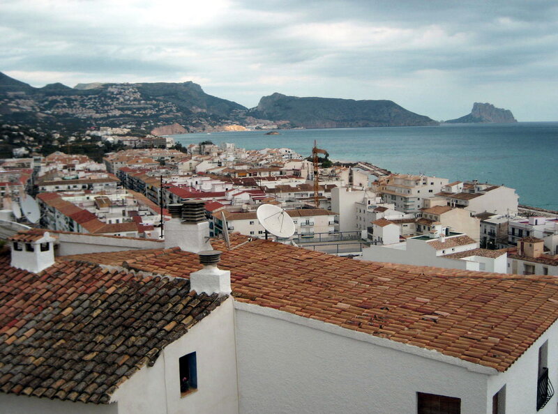 Rooftops Overlooking Coastal Town