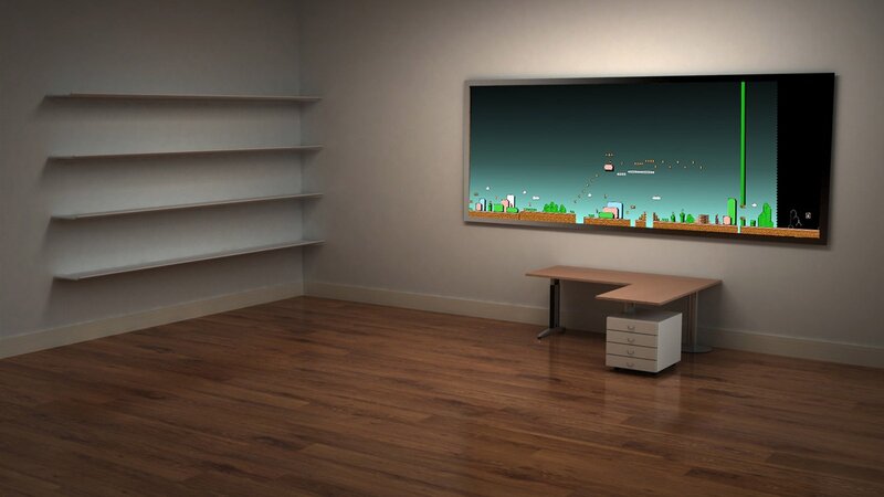 Room with game on screen