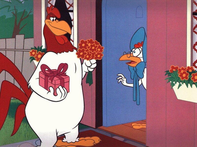 Rooster Holding Flowers