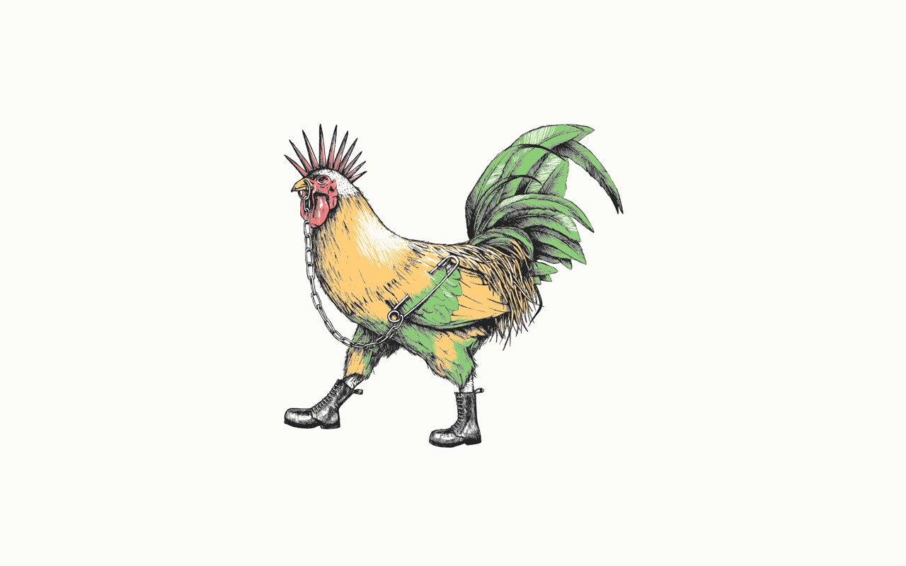 rooster in boots illustration