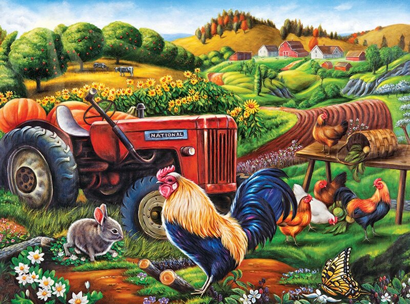 Rooster in Farm Scene