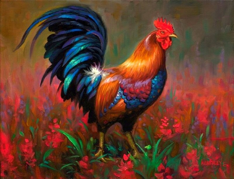 Rooster in Flowers