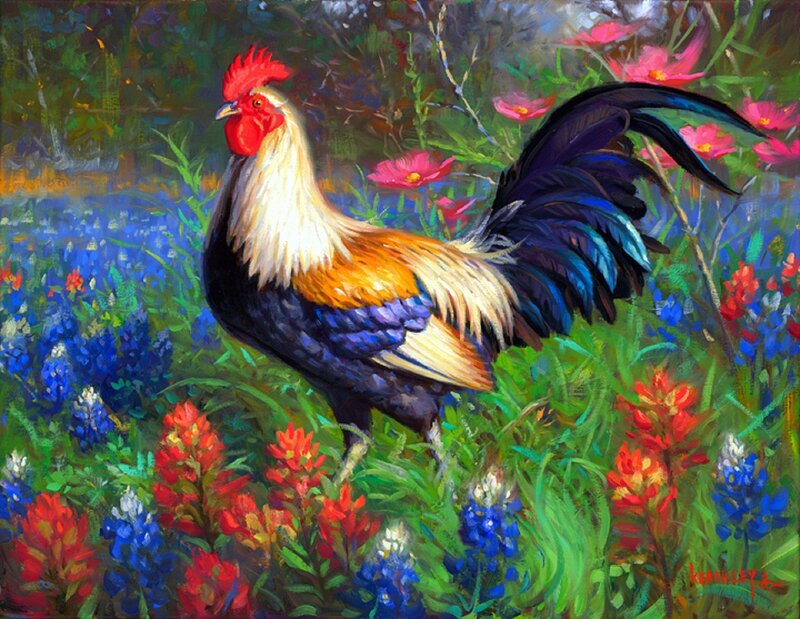 Rooster in Wildflowers