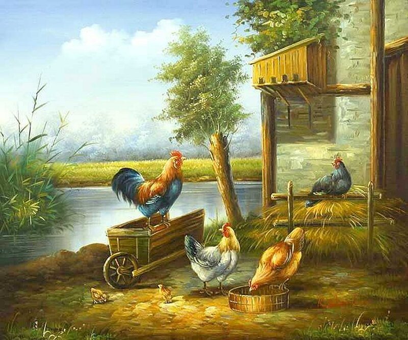 Rooster on Cart