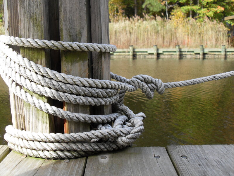 Rope Coiled on Wooden Post — Gray