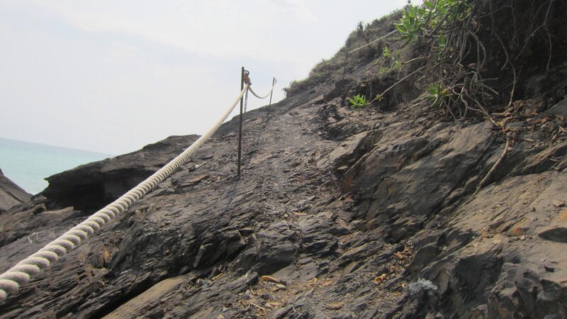 Rope Handrail on Cliff