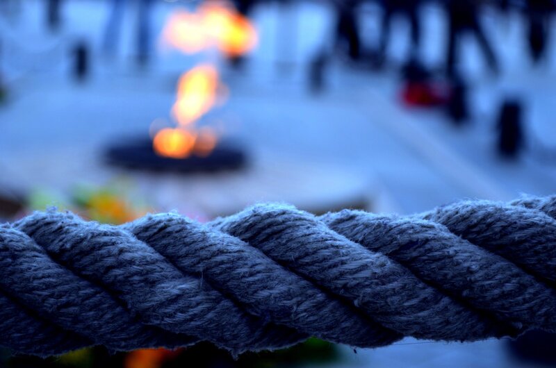 Rope in front of a fire