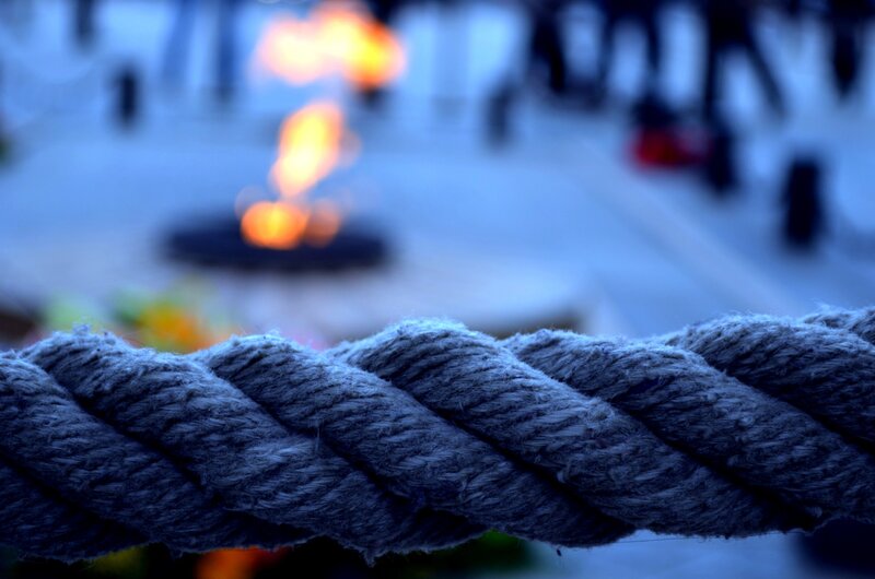 Rope in front of a flame