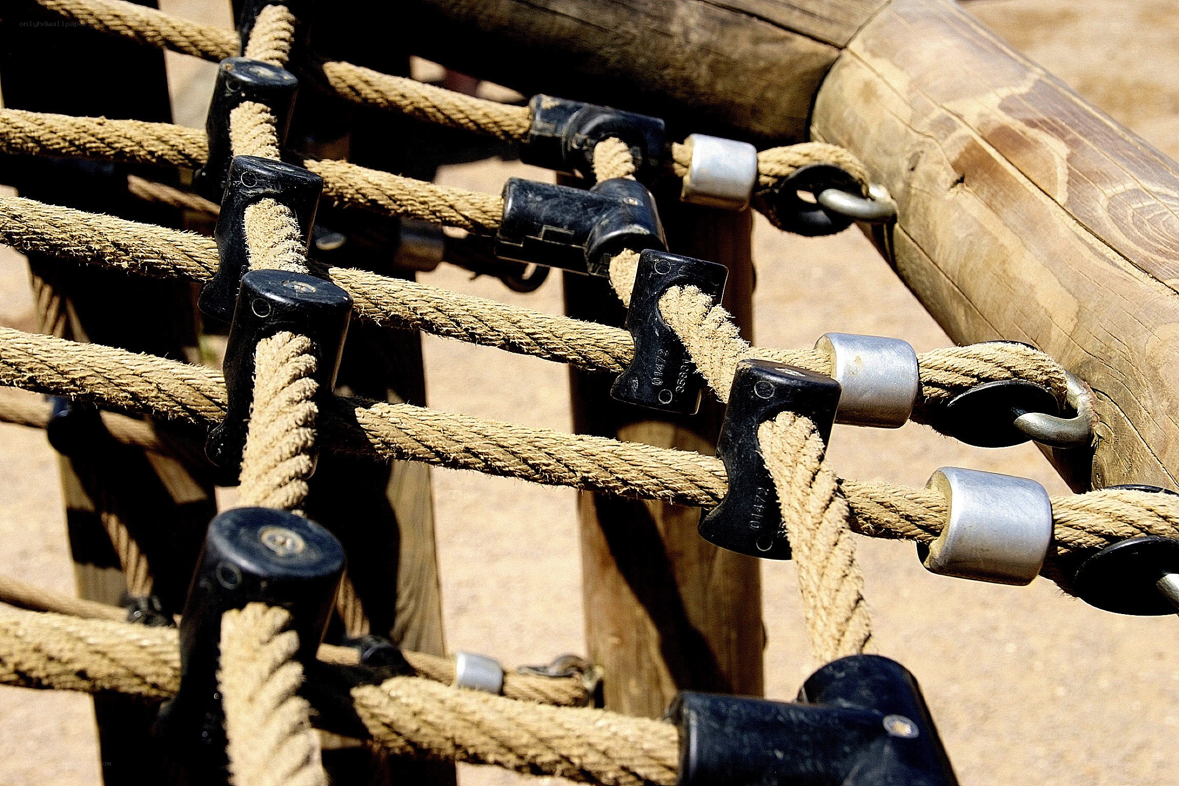 Rope ladder on wooden structure