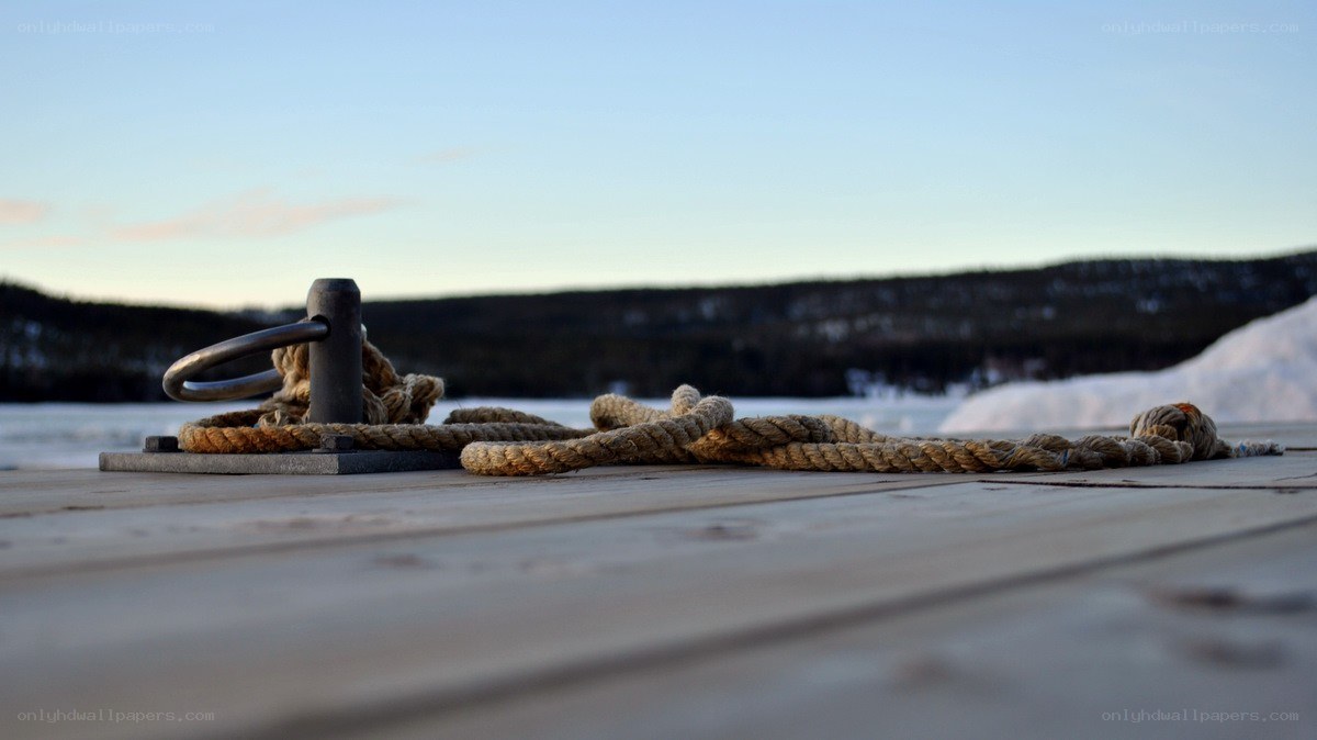 Rope on a wooden dock