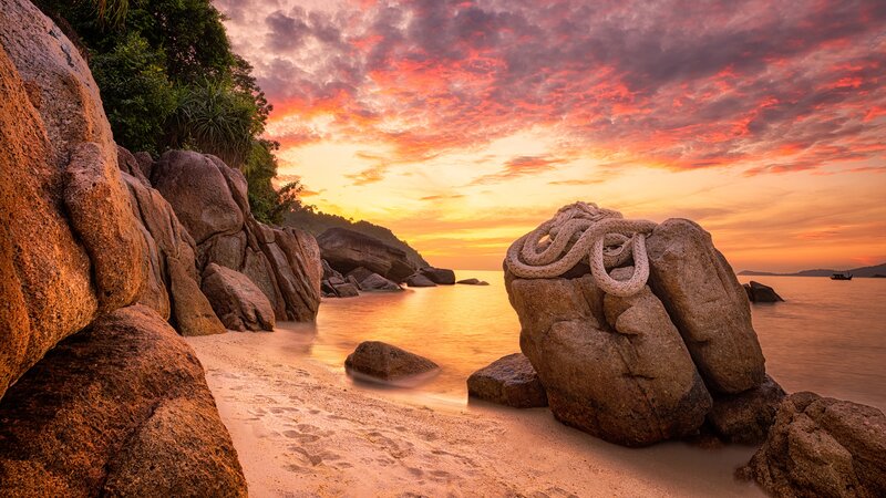 Rope on Rock at Sunset