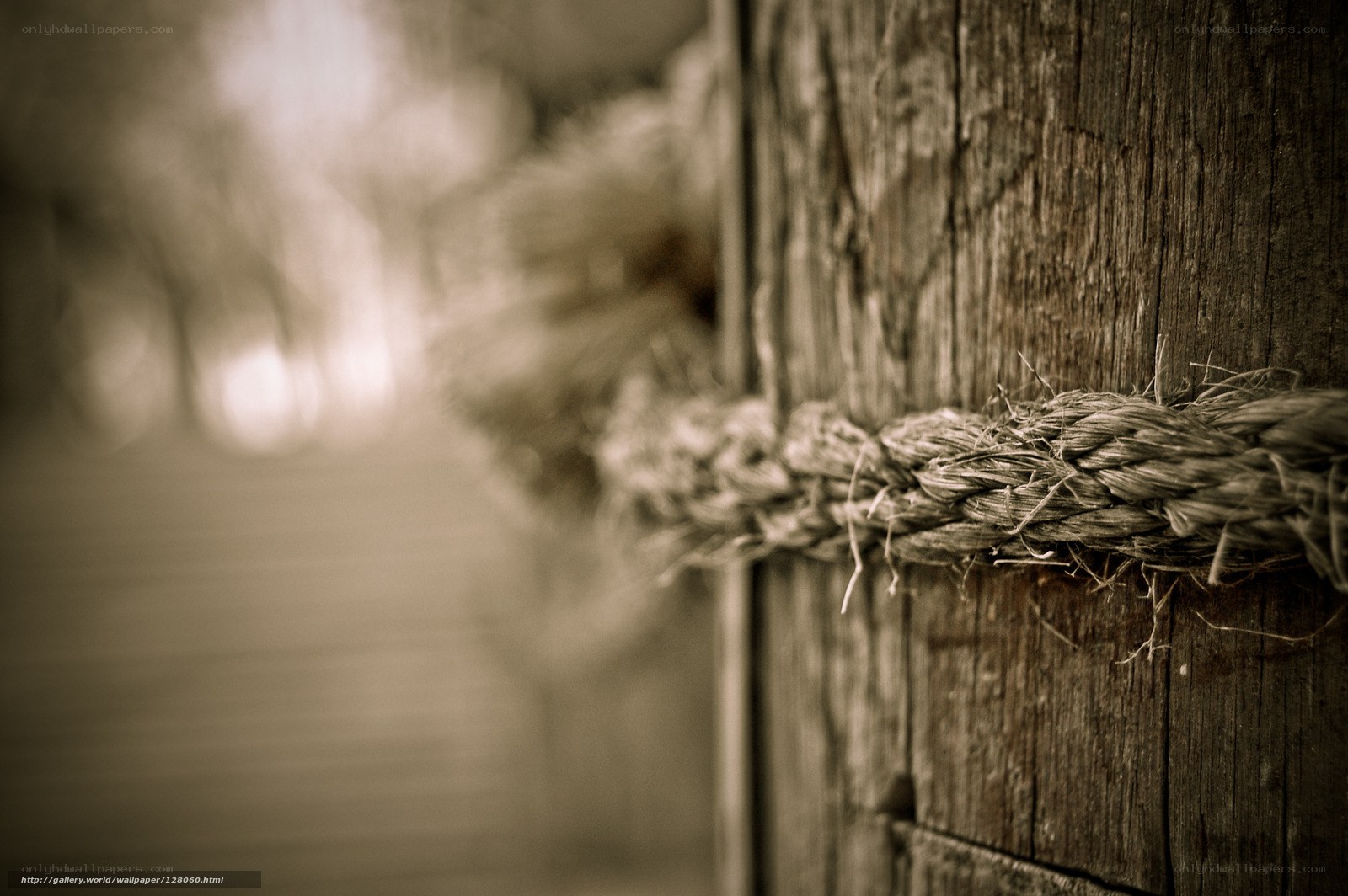Rope on wooden post