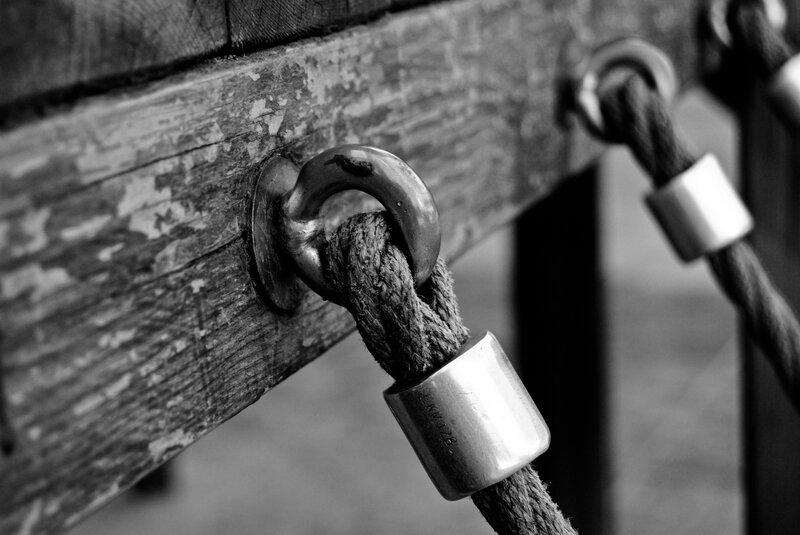Rope tied to a wooden beam