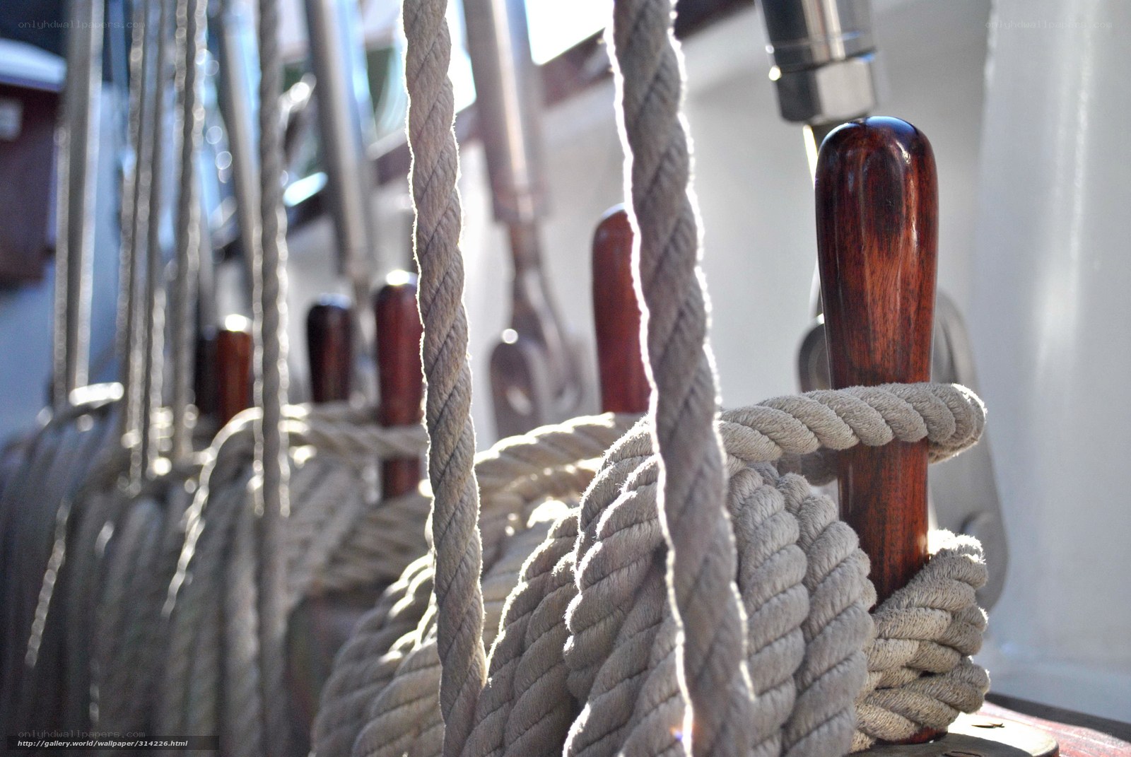 Ropes on a sailing boat