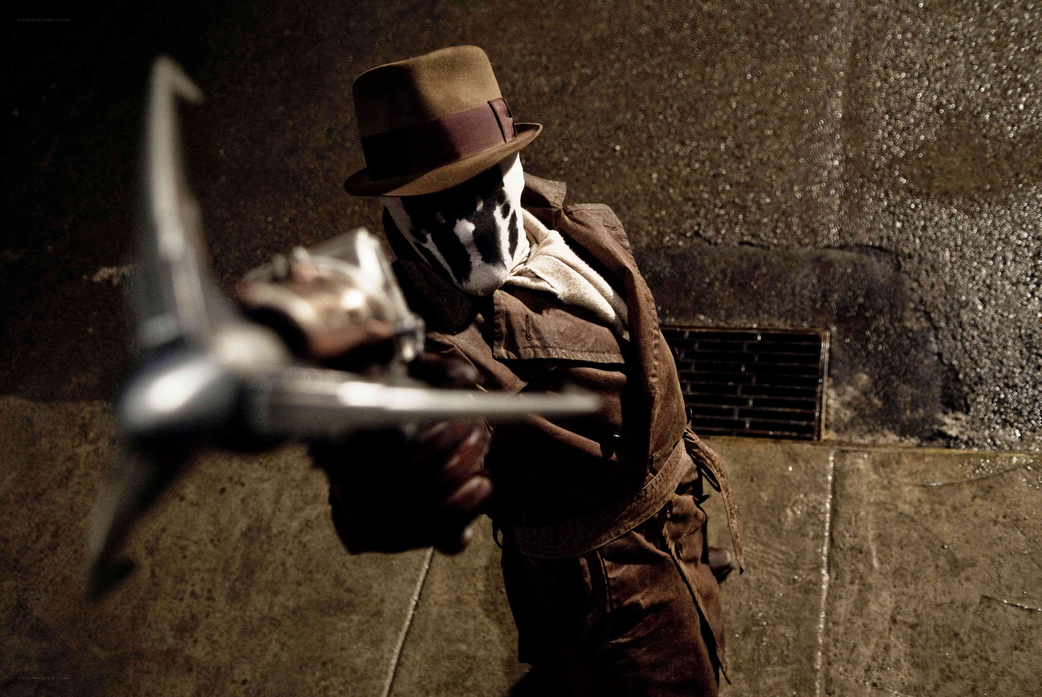 Rorschach character with weapon