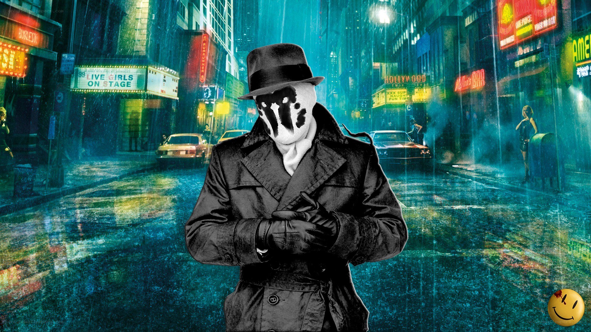 Rorschach in a rainy city