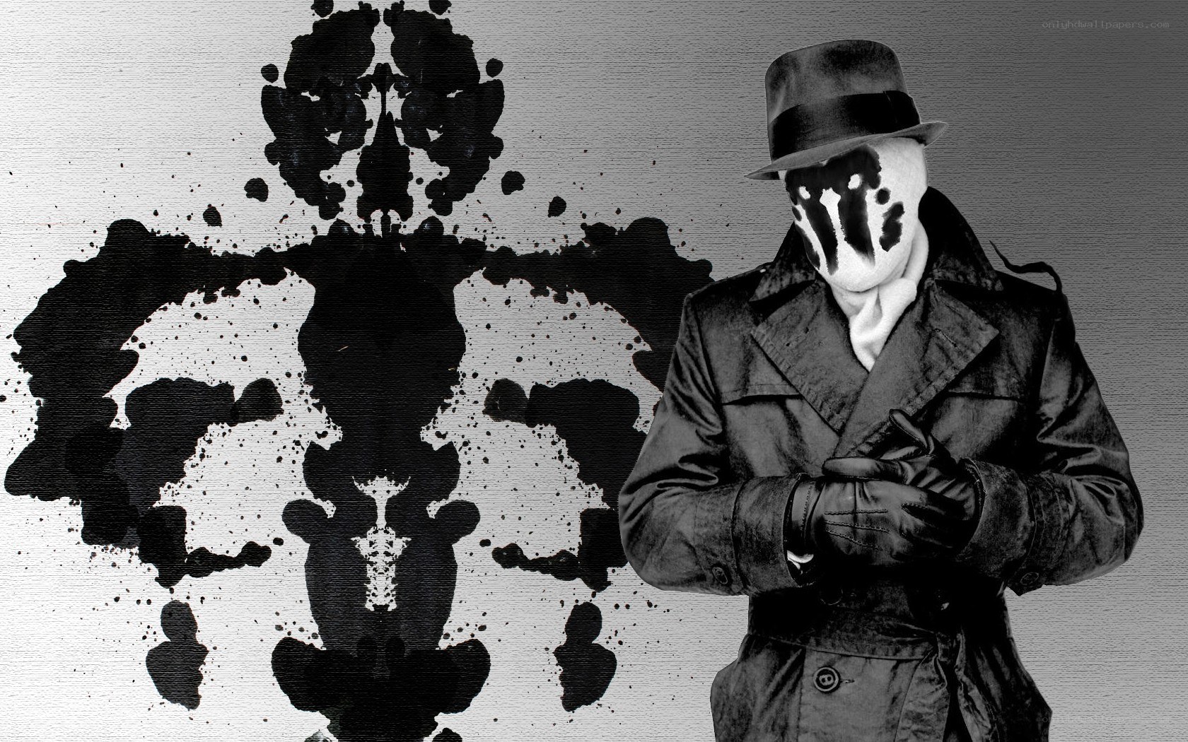 Rorschach in trench coat