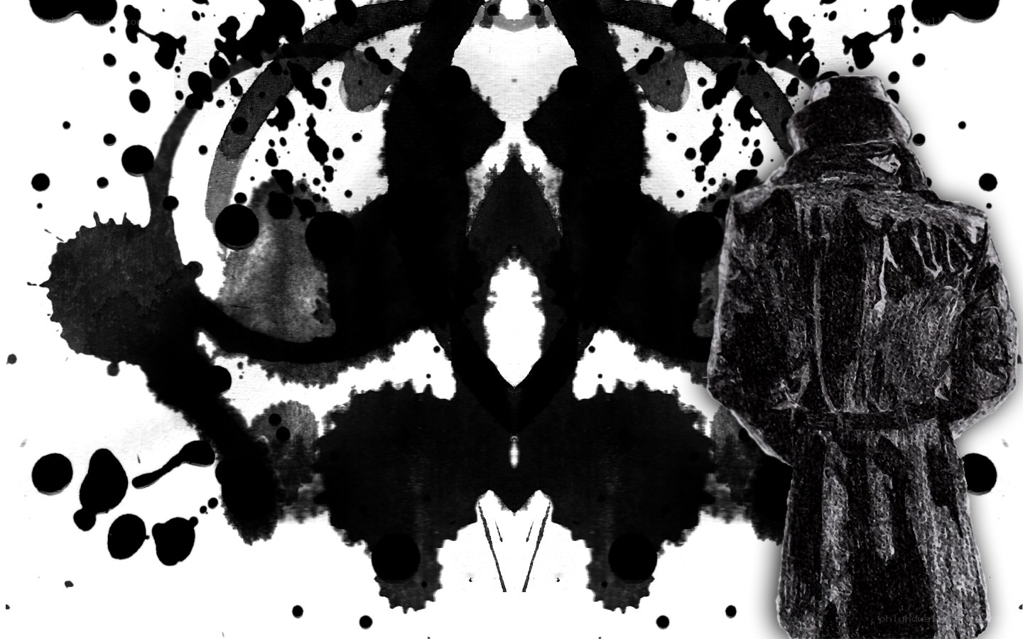 Rorschach inkblot with figure