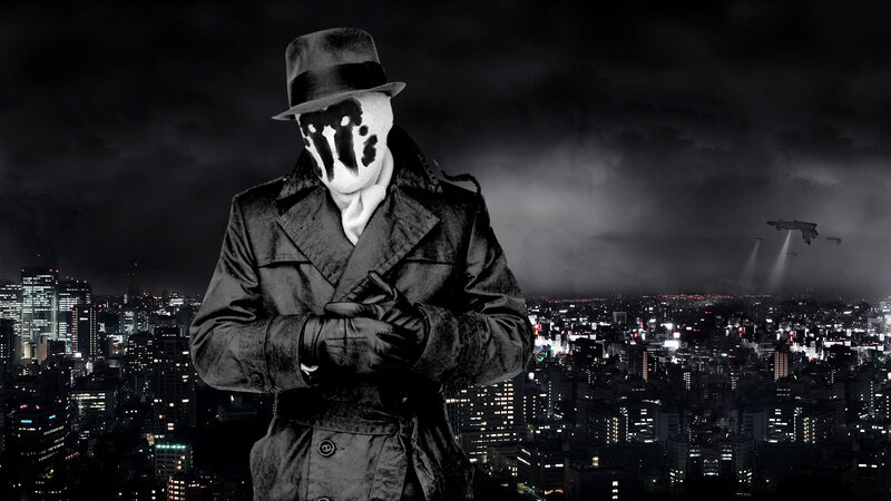 Rorschach stands over city