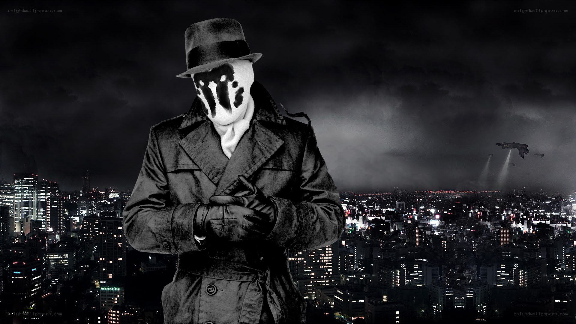 Rorschach stands over city