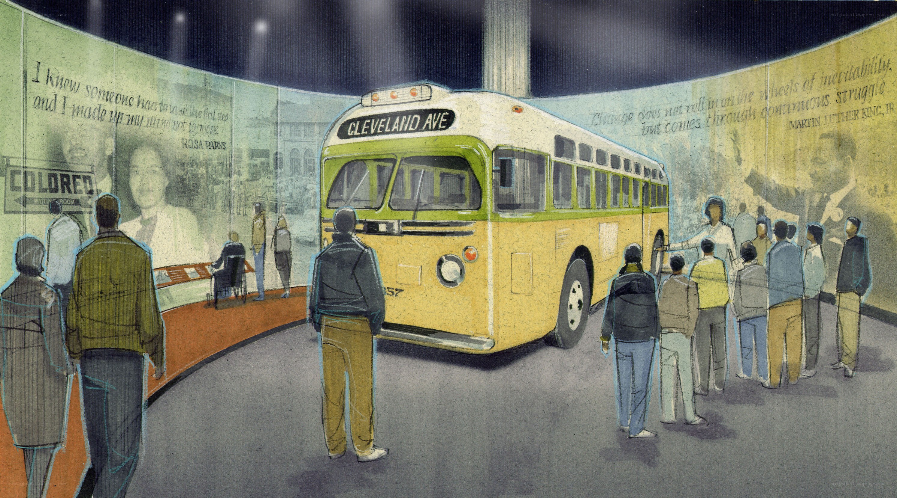 Rosa Parks exhibit with bus