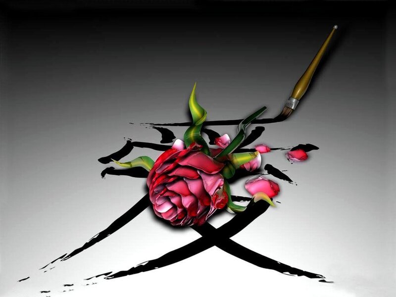 Rose and brush art