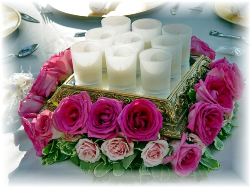 Rose and Candle Centerpiece