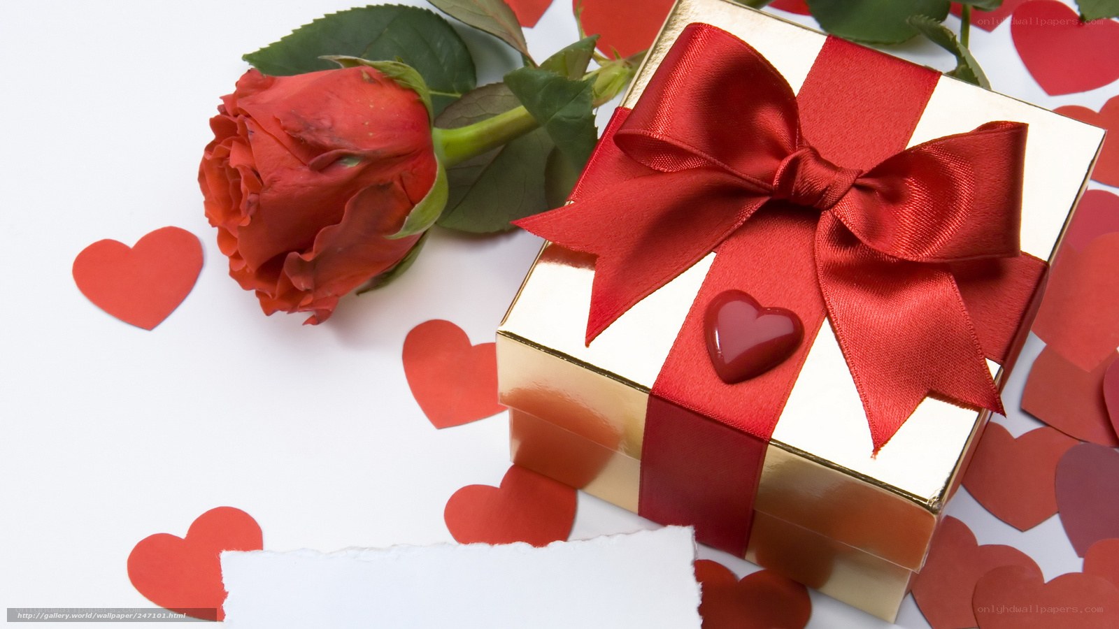 rose and gift box with hearts
