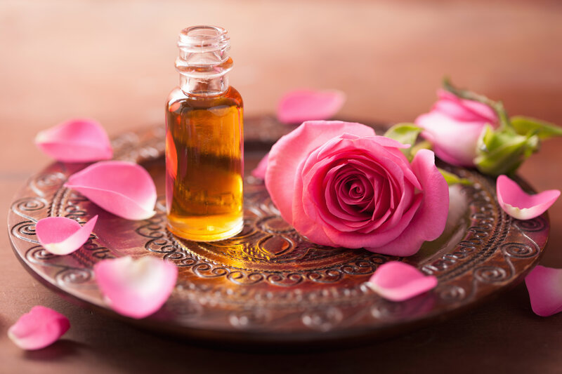 Rose and Oil Bottle