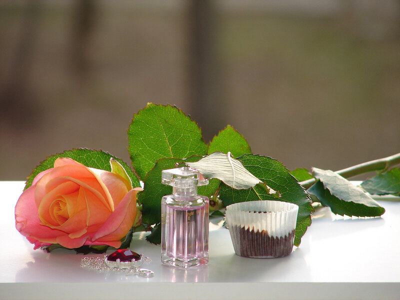 Rose and Perfume Bottle — Pink