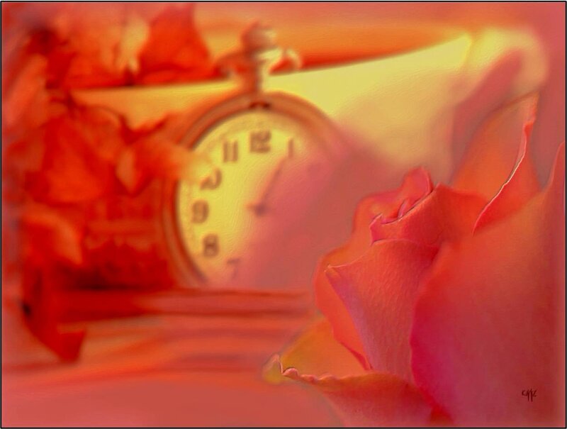 Rose and Pocket Watch — Red