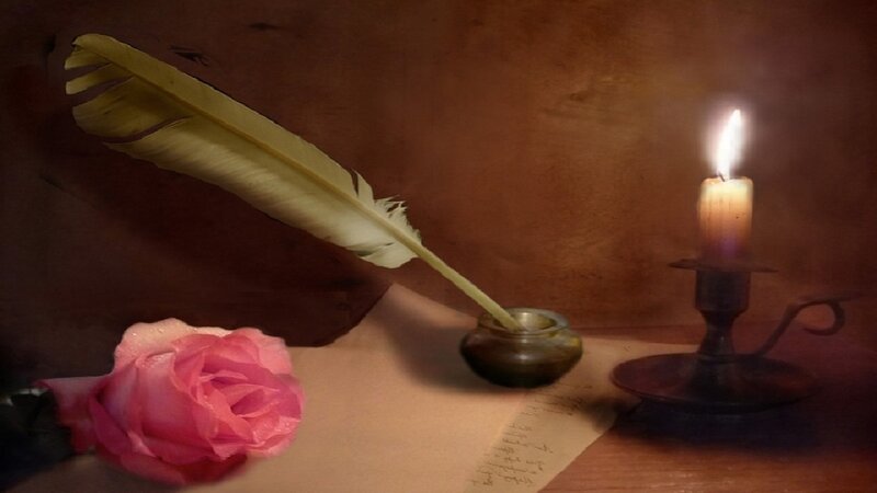 Rose and Quill on Table