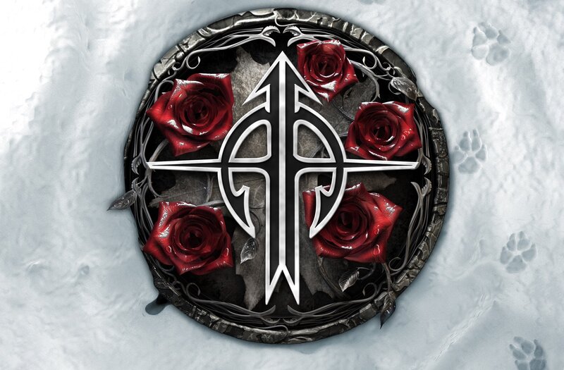 rose and symbol in snow