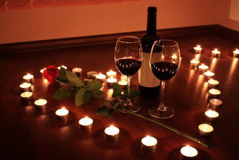 Rose and Wine on Floor