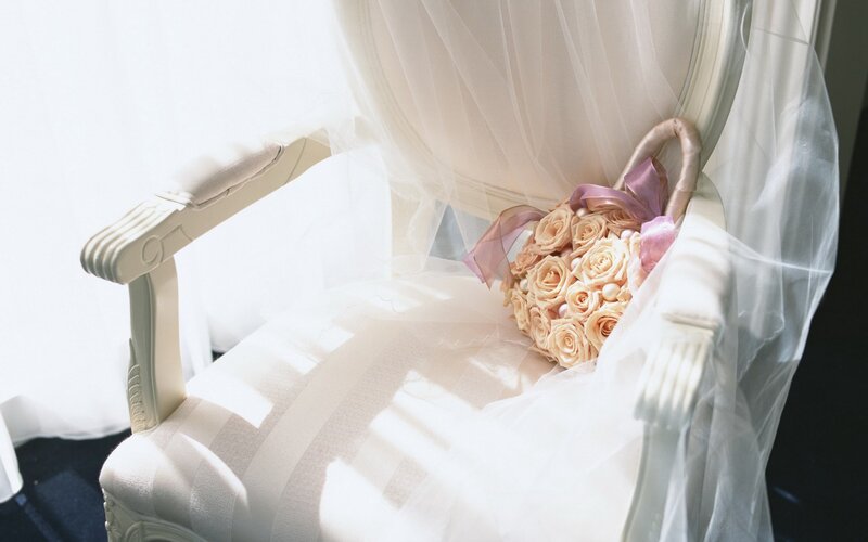 Rose Bouquet on Chair