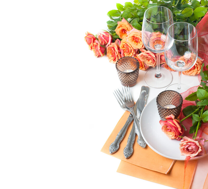 Rose Bouquet on Table — Orange