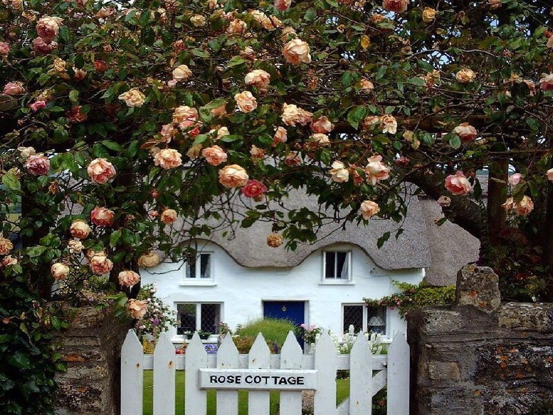 Rose Cottage with thatched roof