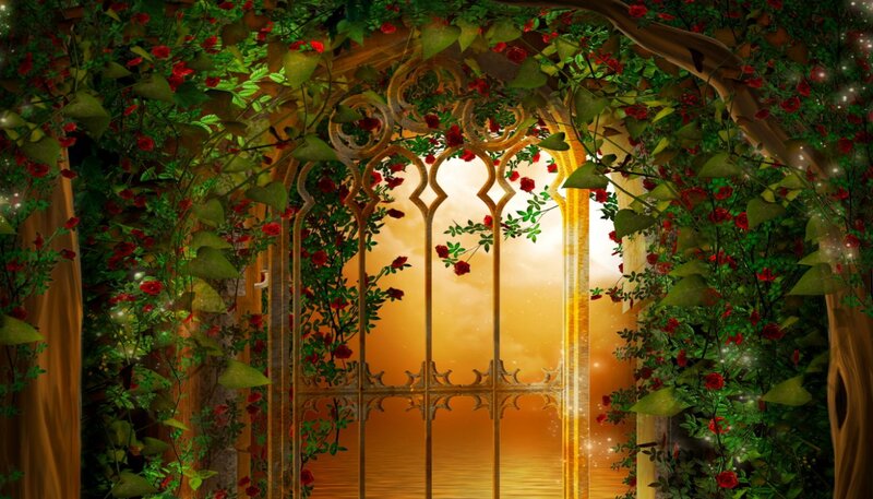 Rose-covered Archway — Green, Serene, Sunset