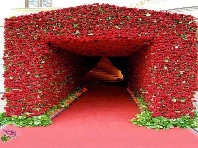 Rose-covered Archway — Red, Festive