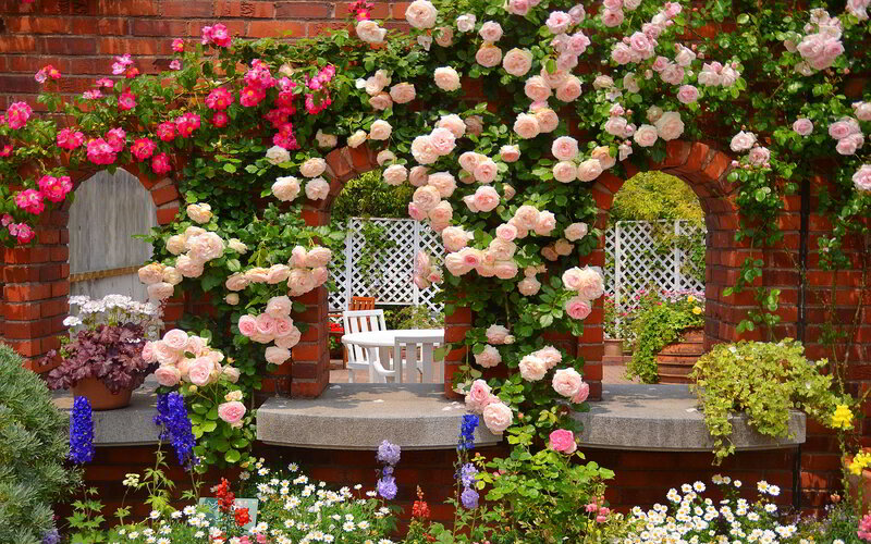 Rose-covered Brick Archway