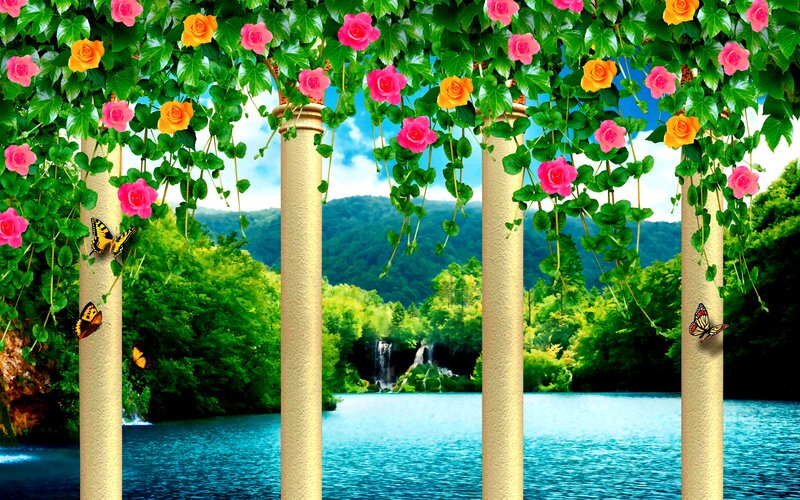 Rose-covered Columns