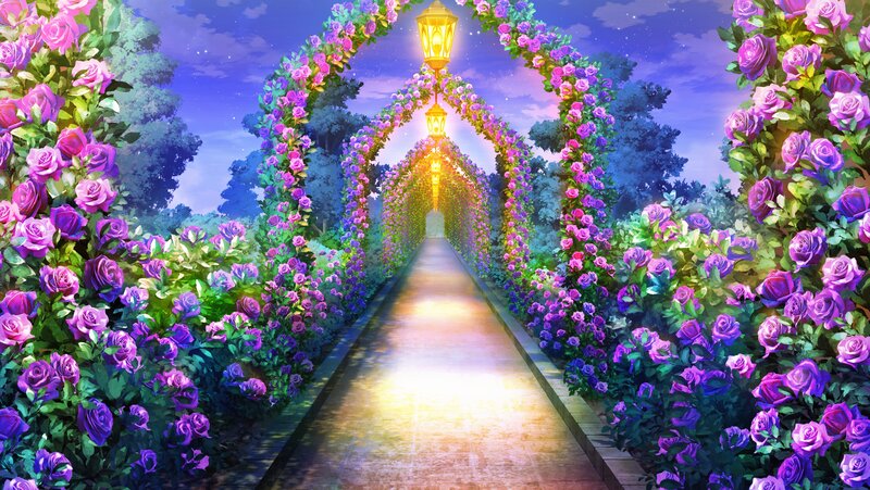 Rose-covered Garden Path — Purple