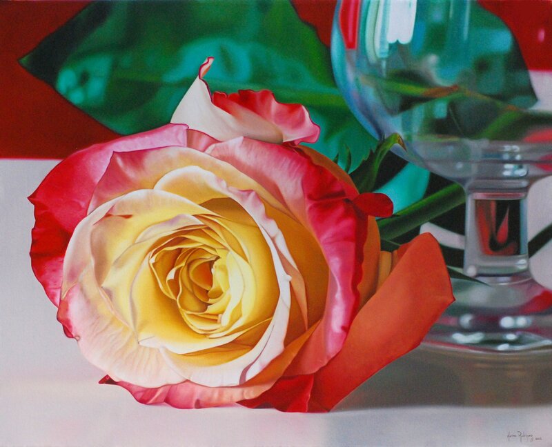 Rose in a Glass Vase — Yellow