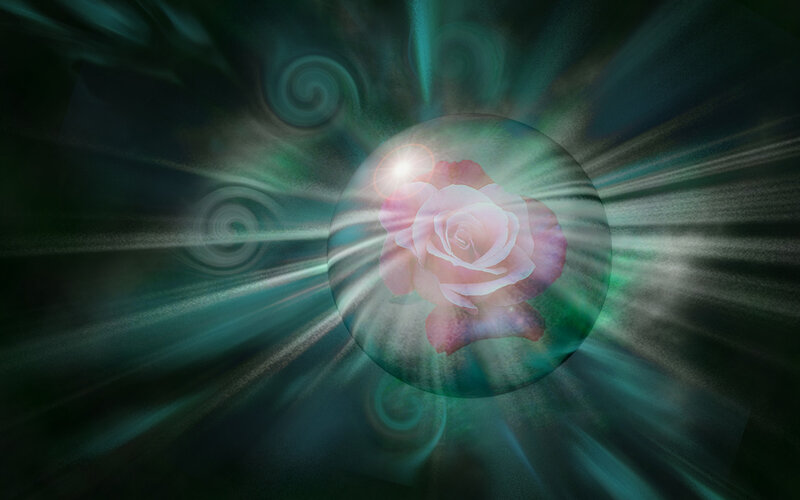 rose in a glowing sphere