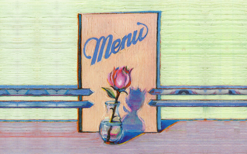 Rose in a Vase — Blue, Calm