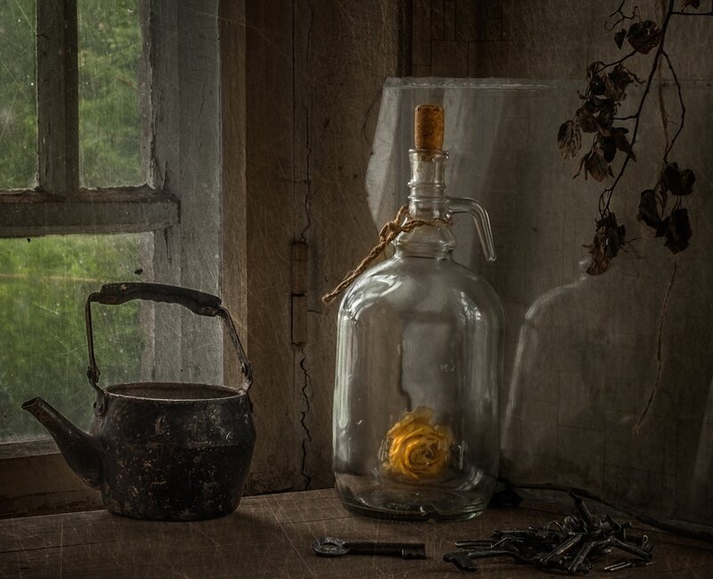 Rose in Glass Bottle