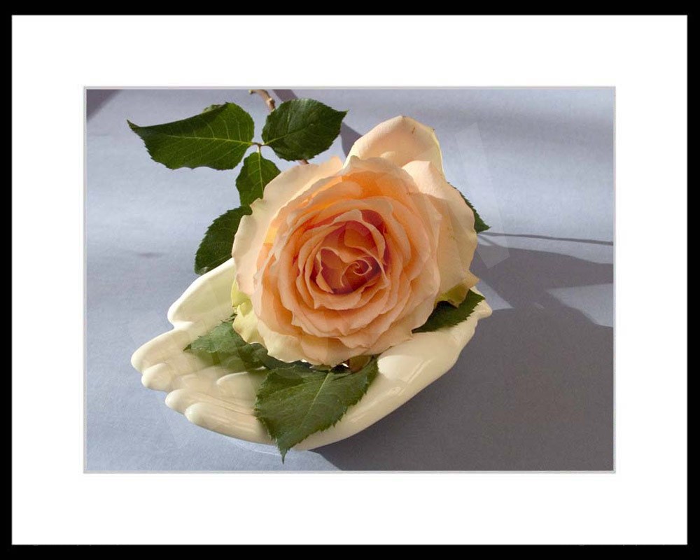 rose in hand sculpture